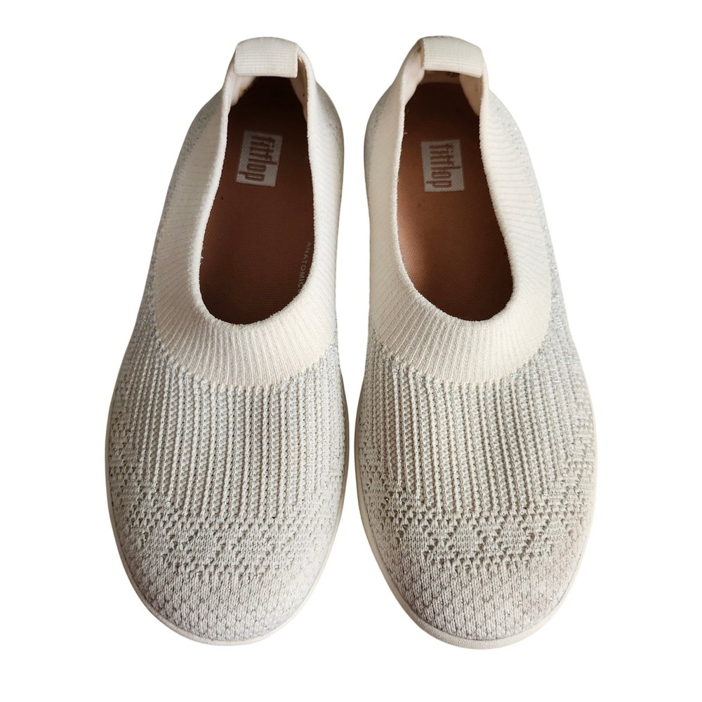 Fitflop Women's White Knit Slip On Sneakers Comfort Shoes Size US 5 UK 3‎
